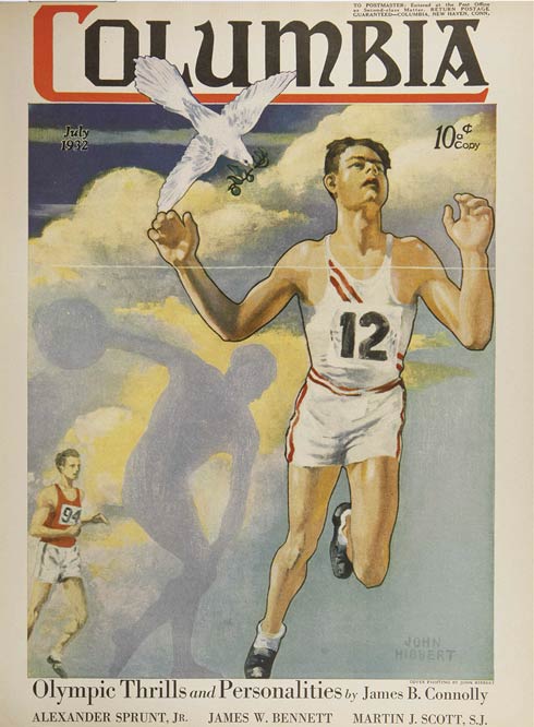 A <em>Columbia</em> cover from July 1932 honors James Connolly, the Olympic champion. The issue also featured an article from Connolly about his time in the Olympics