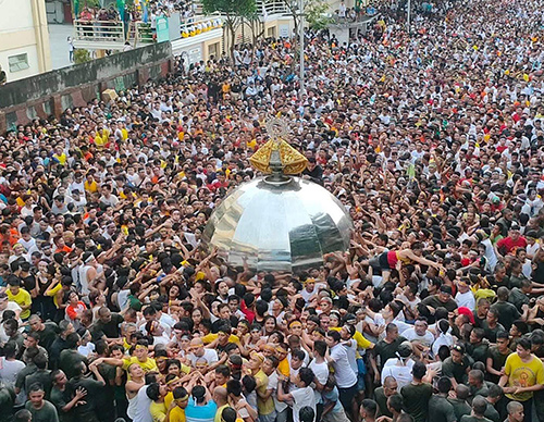 Our Lady of Peñafrancia is transferred from the Minor Basilica and Shrine of Our Lady of Peñafrancia to the Naga Metropolitan Cathedral on Sept. 9, 2022, for the novena leading up to her feast day. (Archdiocese of Caceres/CBCP News)