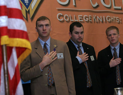 College Knights said the Pledge of Allegiance after the opening benedictions at the College Council Conference, Sep. 22, 2006